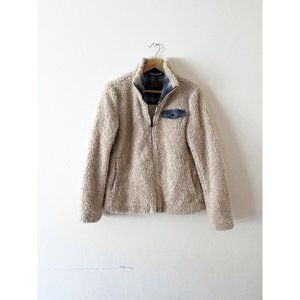 Pendleton Sherpa Zip-Up Jacket in Cream and Blue Plaid, S